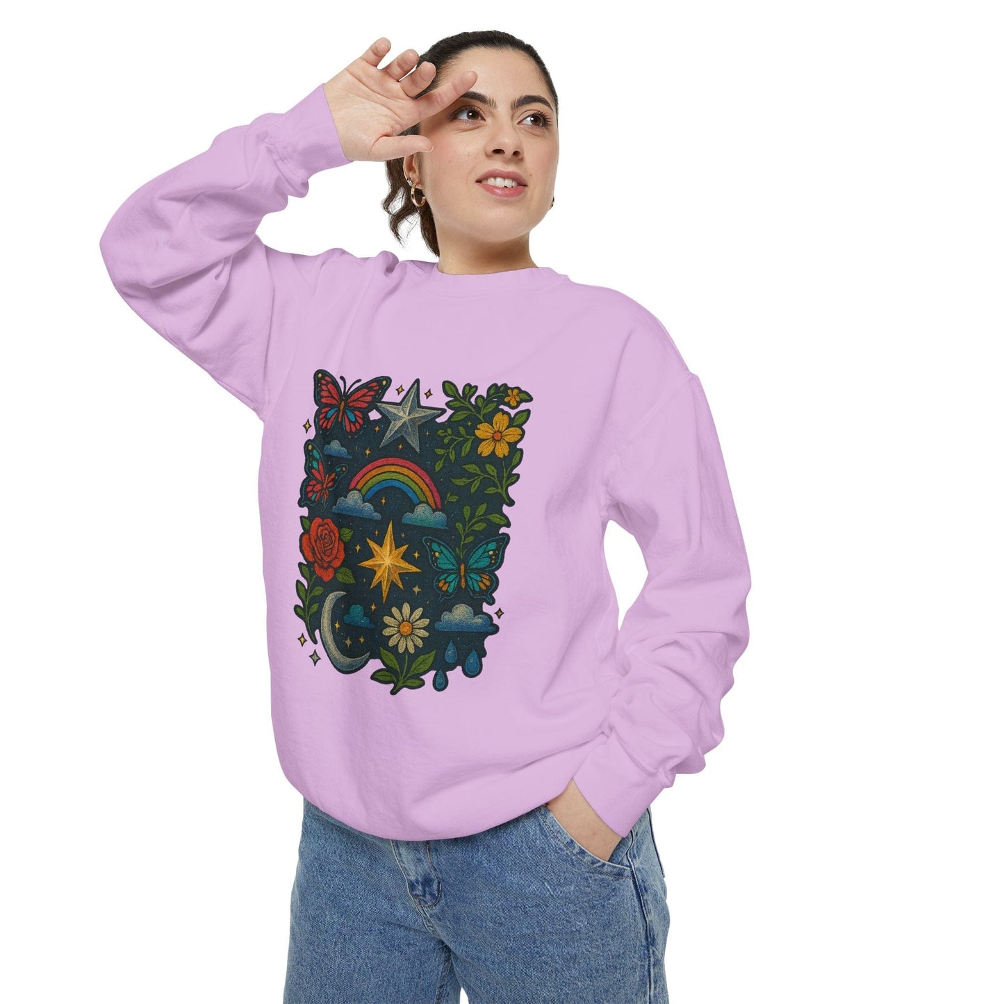 Boho Floral Sweatshirt, Vintage Style, Cozy Layer, Nature Lover Gift, Perfect for Spring and Fall - M/S TMC India