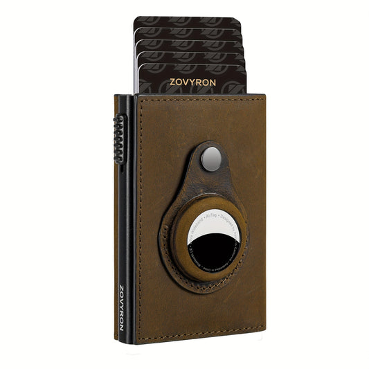 Men's Wallet With Airtag Card Slot, RFID Anti-theft Credit Card Smart Pop-up Tri-fold Wallet CJ