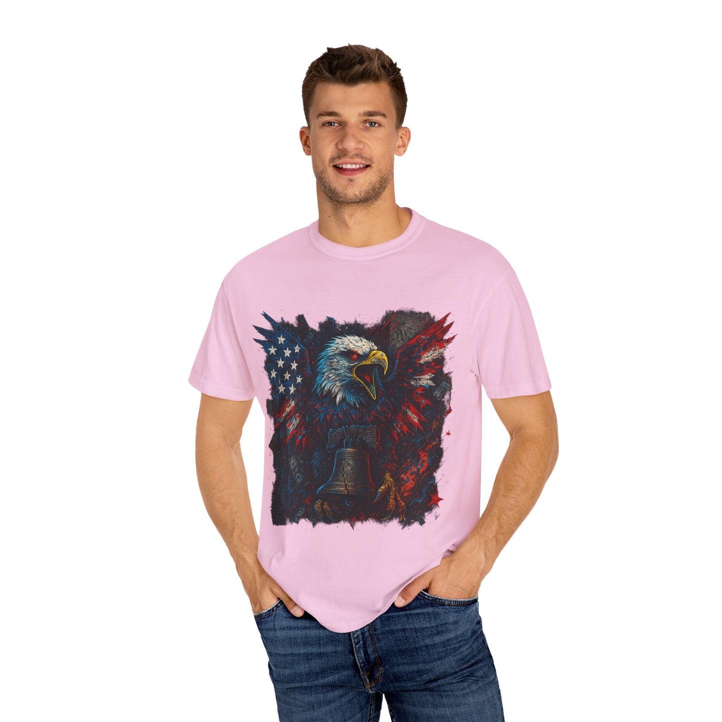 Patriotic Eagle T-Shirt | Unisex Garment-Dyed Tee for Independence Day, Memorial Day, Veteran Gifts, Casual Wear, USA Pride Printify