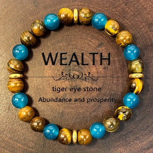 A Wealth-attracting Tiger's Eye Stone Bracelet - The Natural Beads Symbolize Wealth And Bring Abundance And Prosperity. It Is A Crystal Bracelet Jewelry Gift That Brings Peace And Good Luck CJ