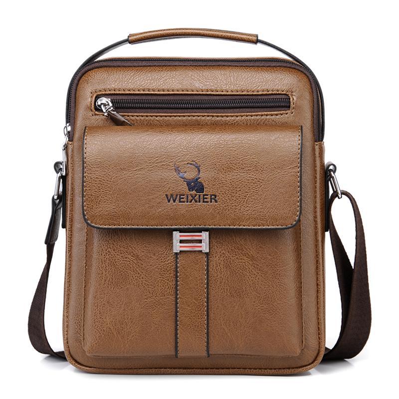 Leather Messenger Crossbody Shoulder Bag For Men Work Business Casual Adjustable Straps With  Metal Zipper CJ