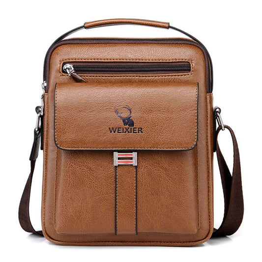 Leather Messenger Crossbody Shoulder Bag For Men Work Business Casual Adjustable Straps With  Metal Zipper CJ