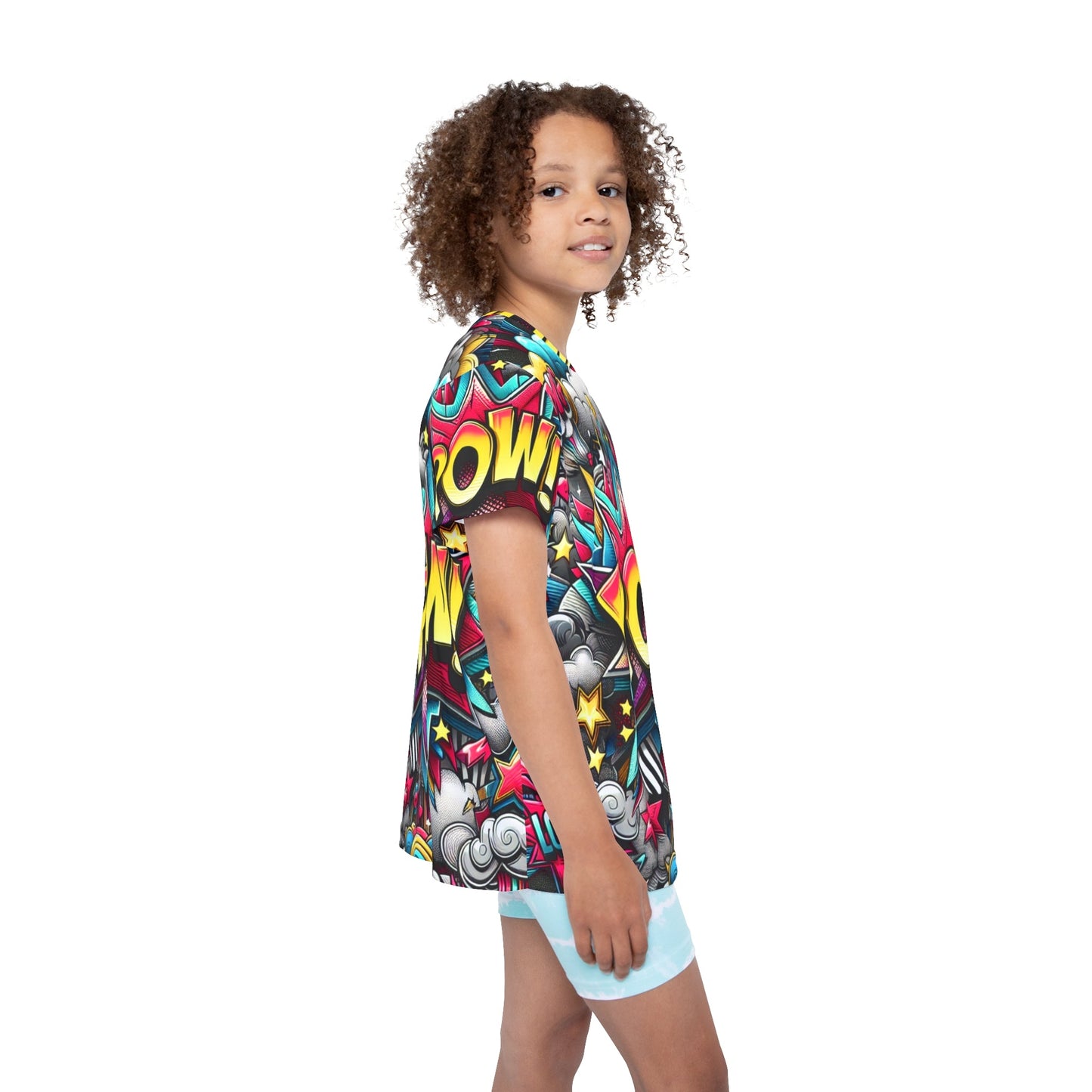 Colorful Kids Sports Jersey with POW Design - Perfect for Active Play, Birthday Gifts, Sports Events, and Everyday Fun Printify