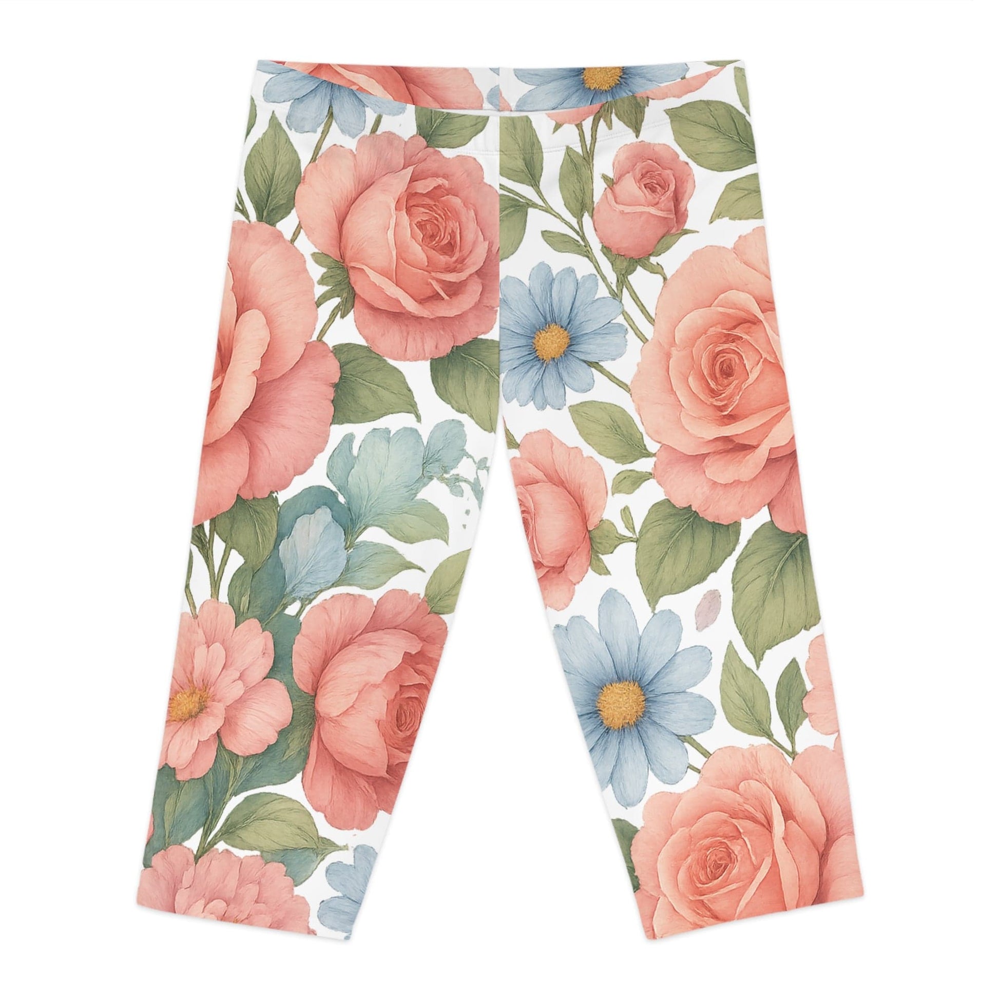 Floral Print Capri Leggings, Women's Floral Leggings, Summer Leggings, Fitness Wear, Yoga Pants, Comfortable Casual Wear - M/S TMC India