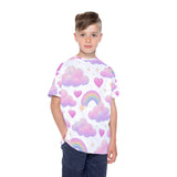 Rainbow Dreams Kids Sports Jersey, Cute T-Shirt for Playtime, Birthday Gift, Festival Wear, Colorful Sportswear Printify