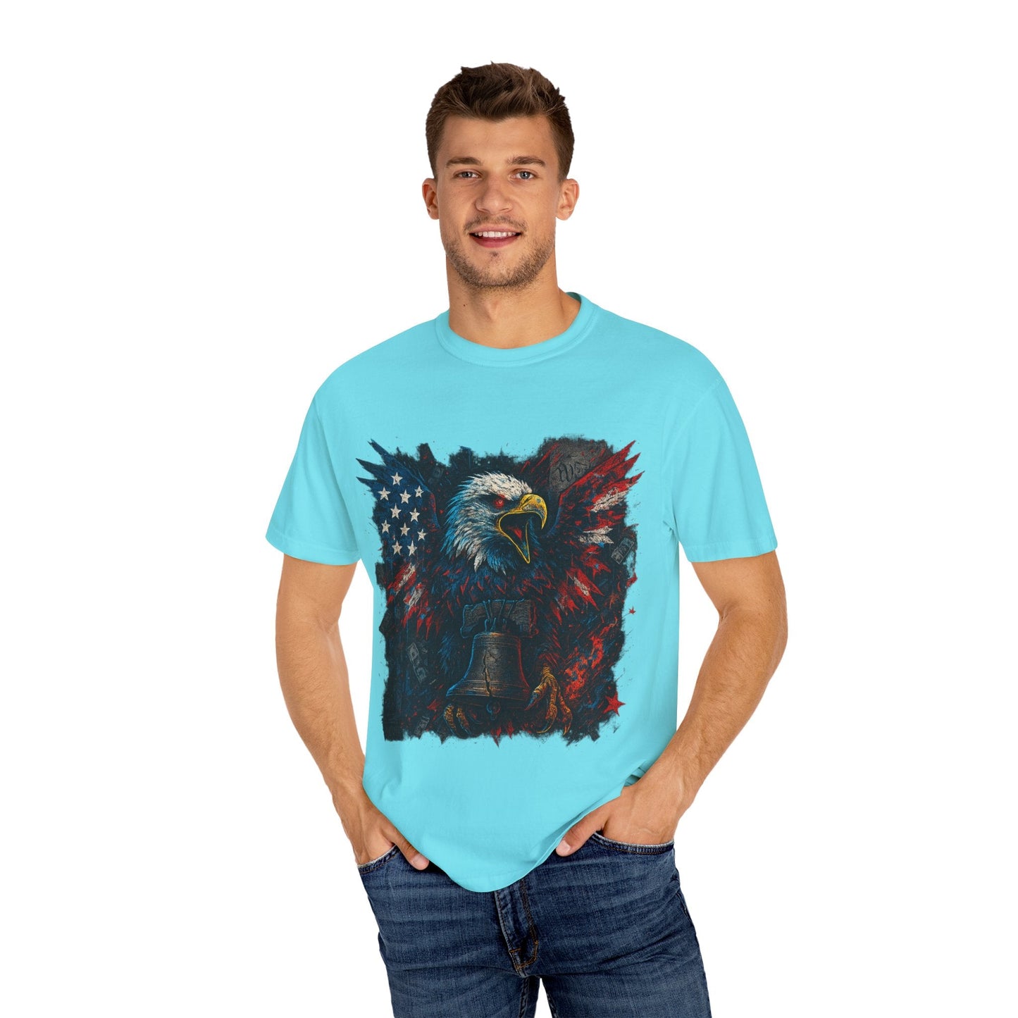 Patriotic Eagle T-Shirt | Unisex Garment-Dyed Tee for Independence Day, Memorial Day, Veteran Gifts, Casual Wear, USA Pride Printify