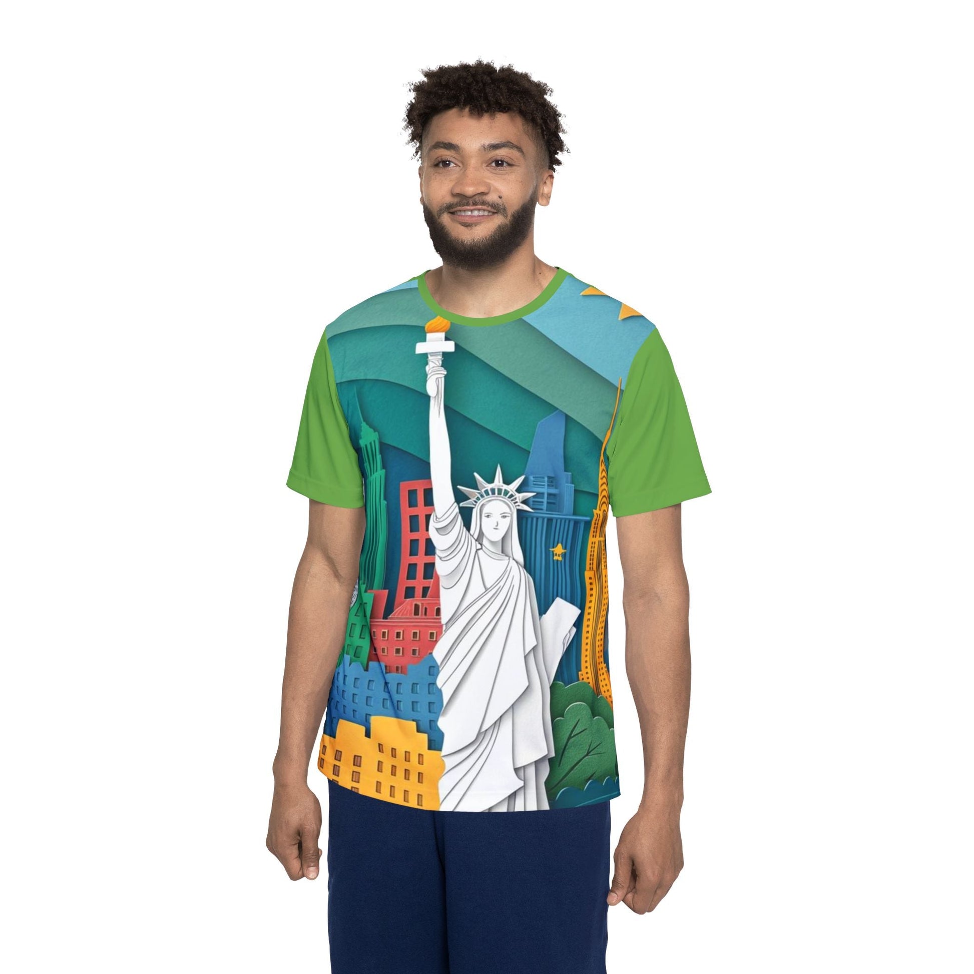 Men's Sports Jersey - Statue of Liberty AOP Tee, NYC Pride Apparel for Sports Fans Printify