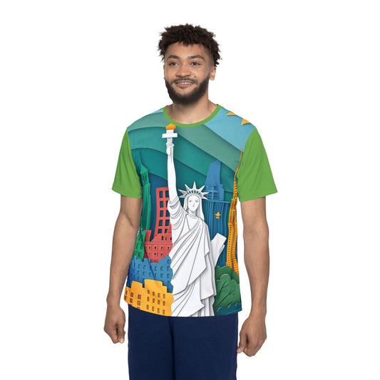 Men's Sports Jersey - Statue of Liberty AOP Tee, NYC Pride Apparel for Sports Fans Printify