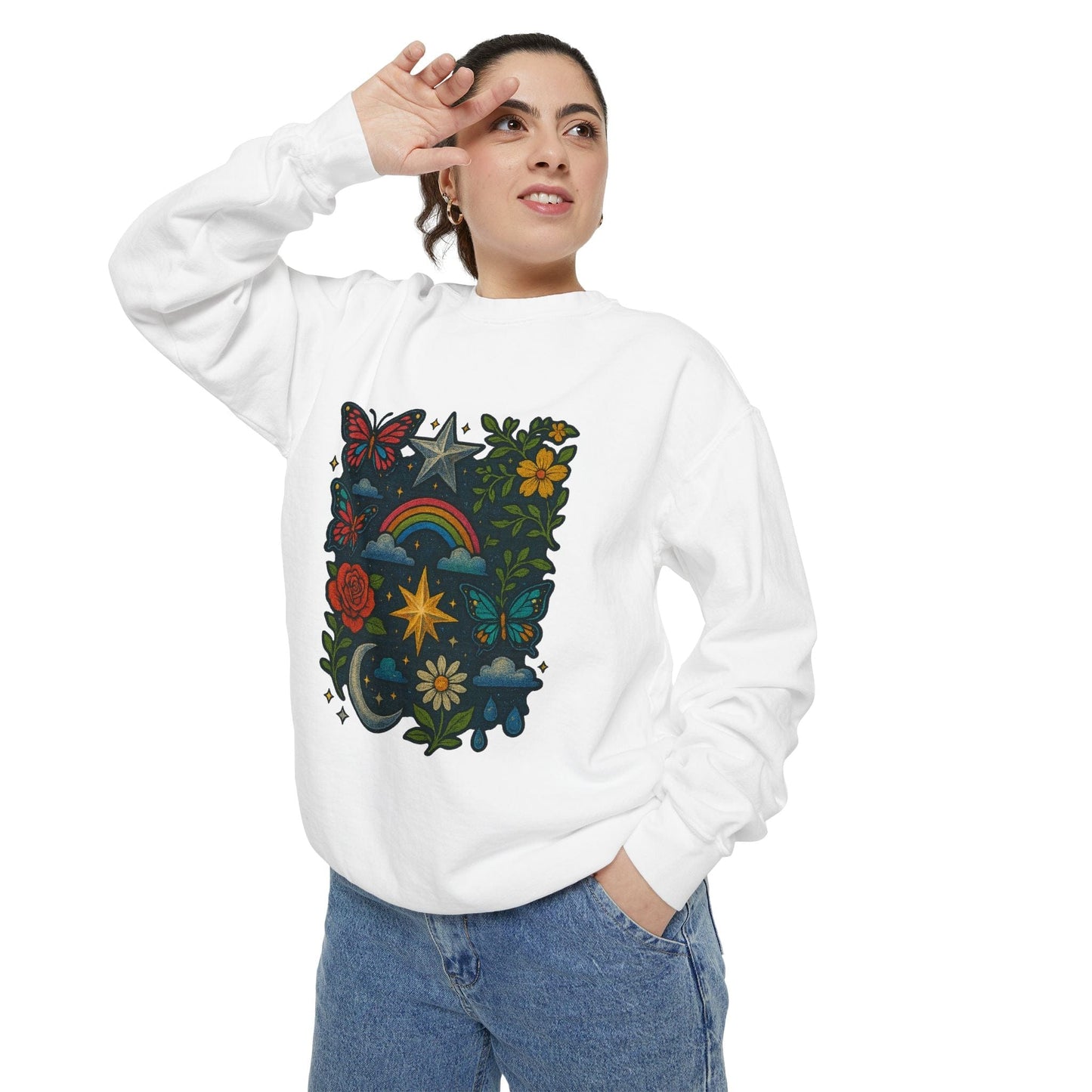 Boho Floral Sweatshirt, Vintage Style, Cozy Layer, Nature Lover Gift, Perfect for Spring and Fall - M/S TMC India