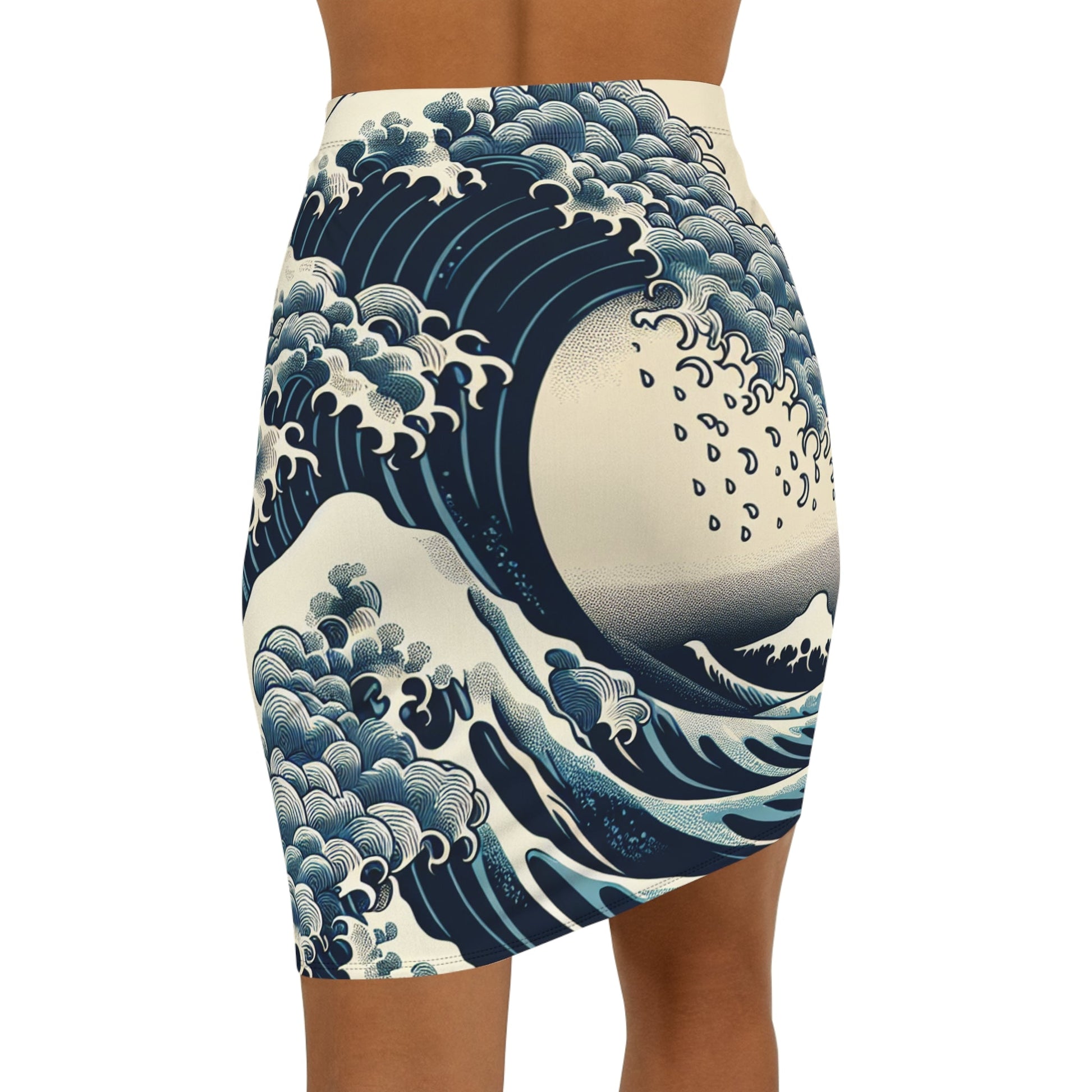 Wave-Inspired Women's Pencil Skirt, Stylish Office Skirt, AOP Fashion Skirt, Summer Outfit, Trendy Workwear Printify