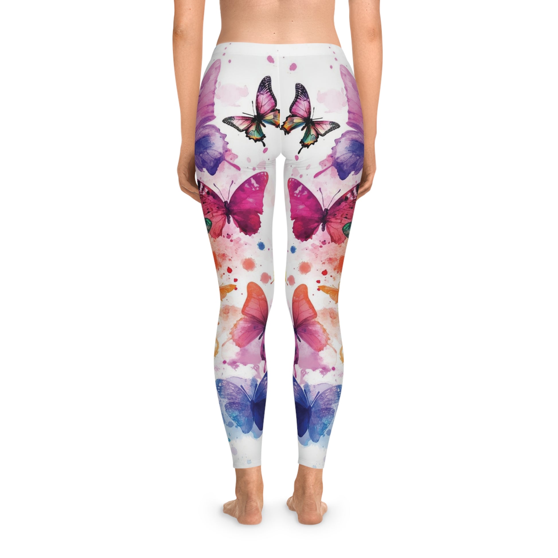 Colorful Butterfly Stretchy Leggings, Yoga Pants, Festival Wear, Gift for Her, Activewear, Summer Apparel, Comfortable Leggings - M/S TMC India