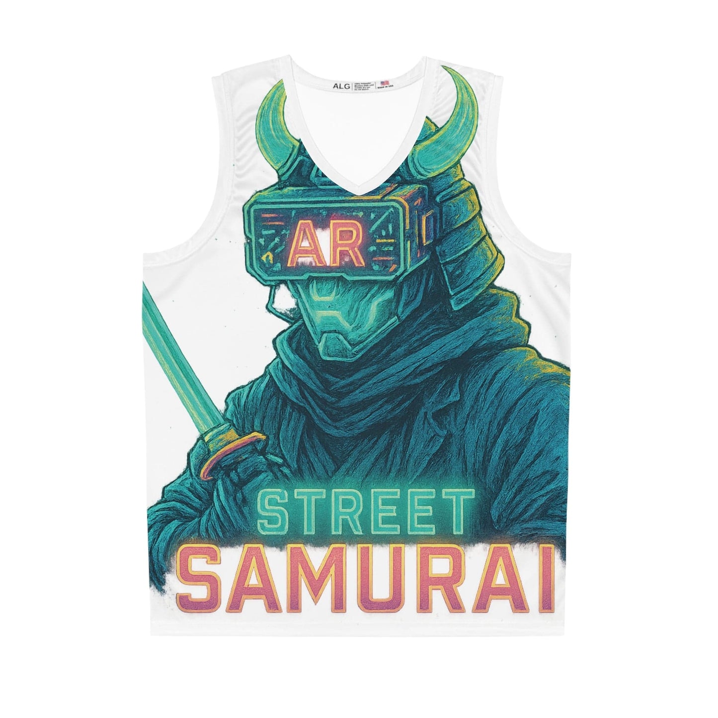 Street Samurai Basketball Jersey - AOP, Unique Sportswear Gift, Anime-Inspired Team Gear, Basketball Fan Apparel, Trendy Gym Wear - M/S TMC India