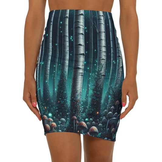 Women’s Forest Fantasy Pencil Skirt, Nature-Inspired Fashion, Trendy Pencil Skirt, Autumn Style, Eco-Friendly Clothing Printify