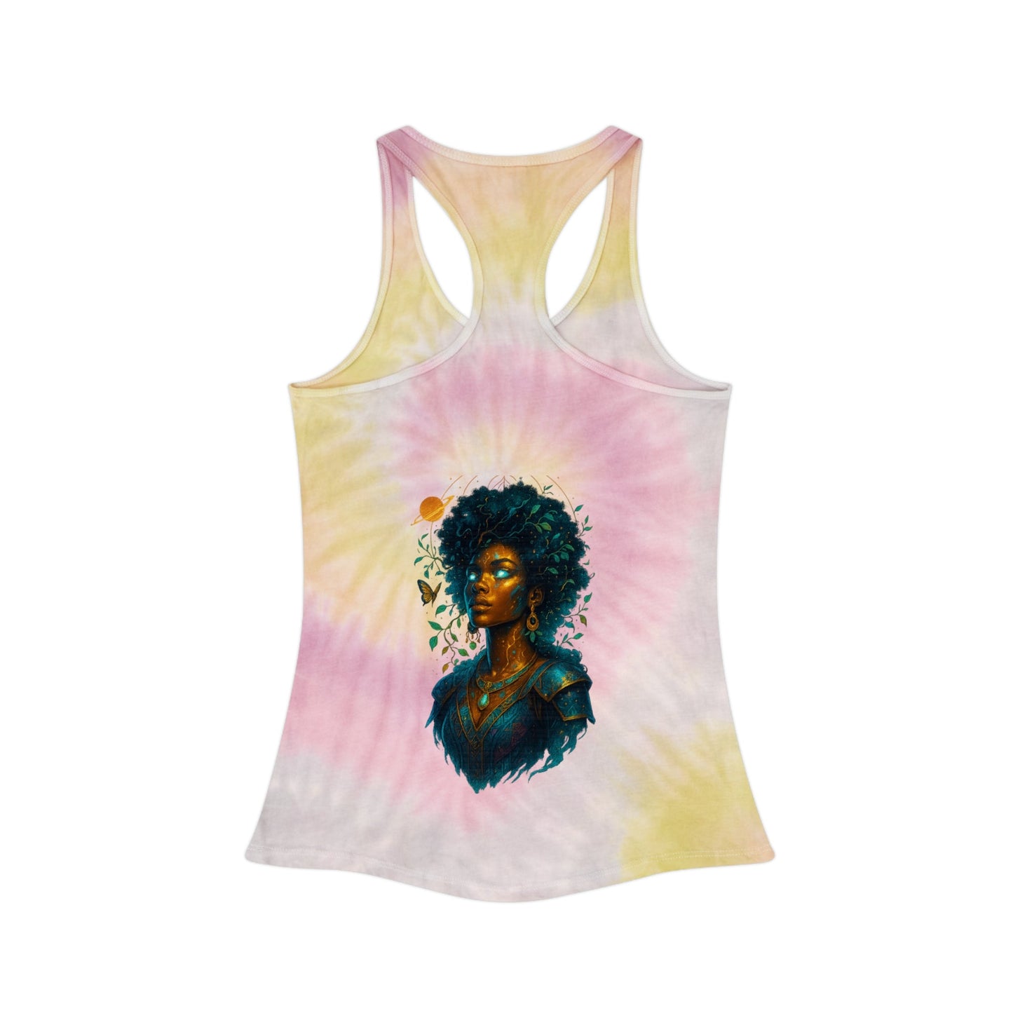 Bohemian Tie Dye Racerback Tank Top, Summer Beachwear, Women’s Casual Top, Eco-Friendly Fashion, Festival Attire, Yoga Tank Printify