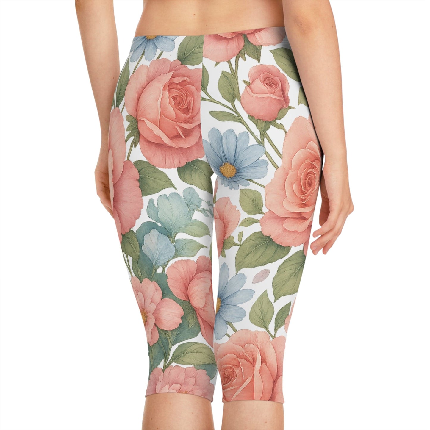 Floral Print Capri Leggings, Women's Floral Leggings, Summer Leggings, Fitness Wear, Yoga Pants, Comfortable Casual Wear - M/S TMC India