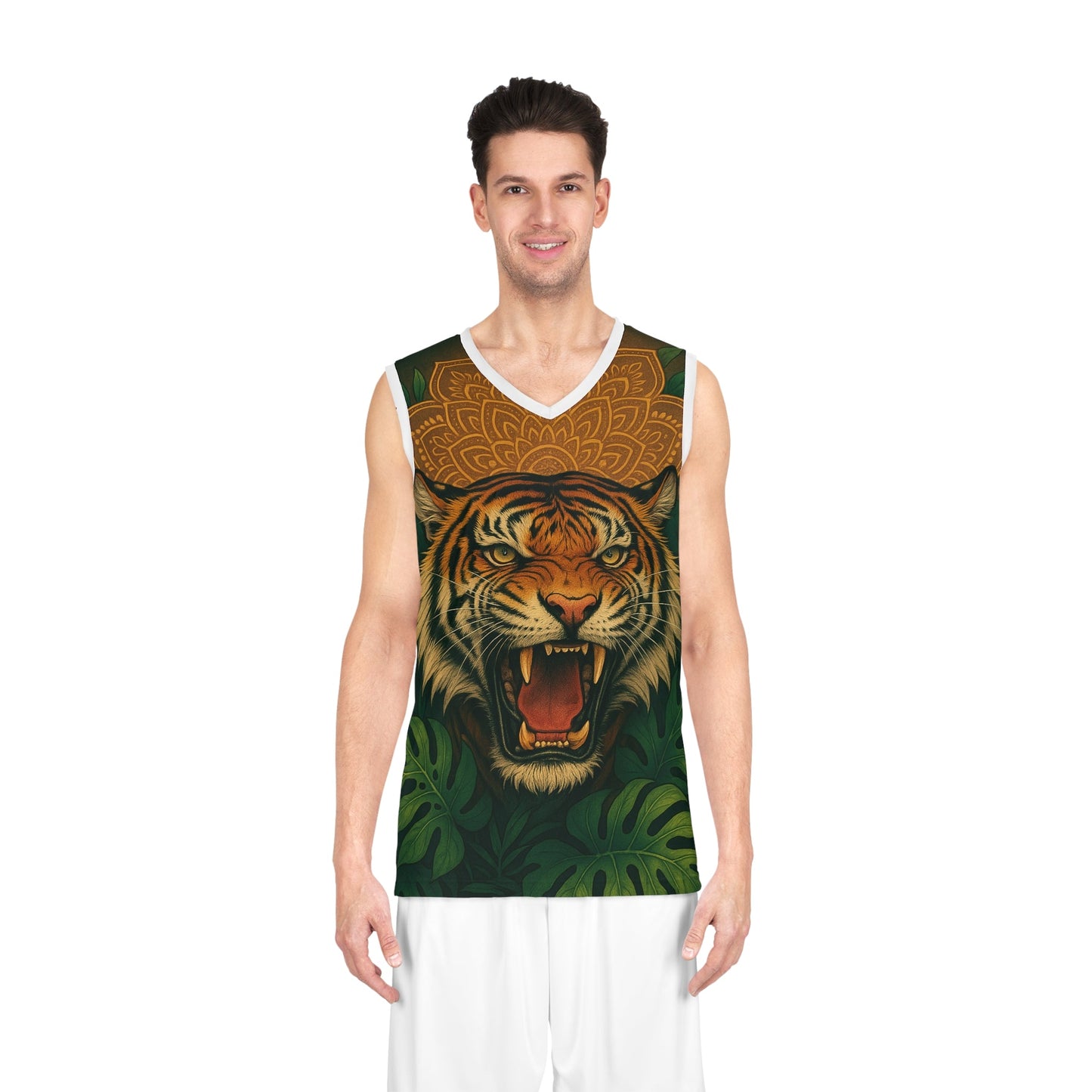 Wild Jungle Basketball Jersey - Fierce Tiger Design, Sport Wear, Activewear, Gym Gear, Animal Print Clothing, Gift for Athletes Printify