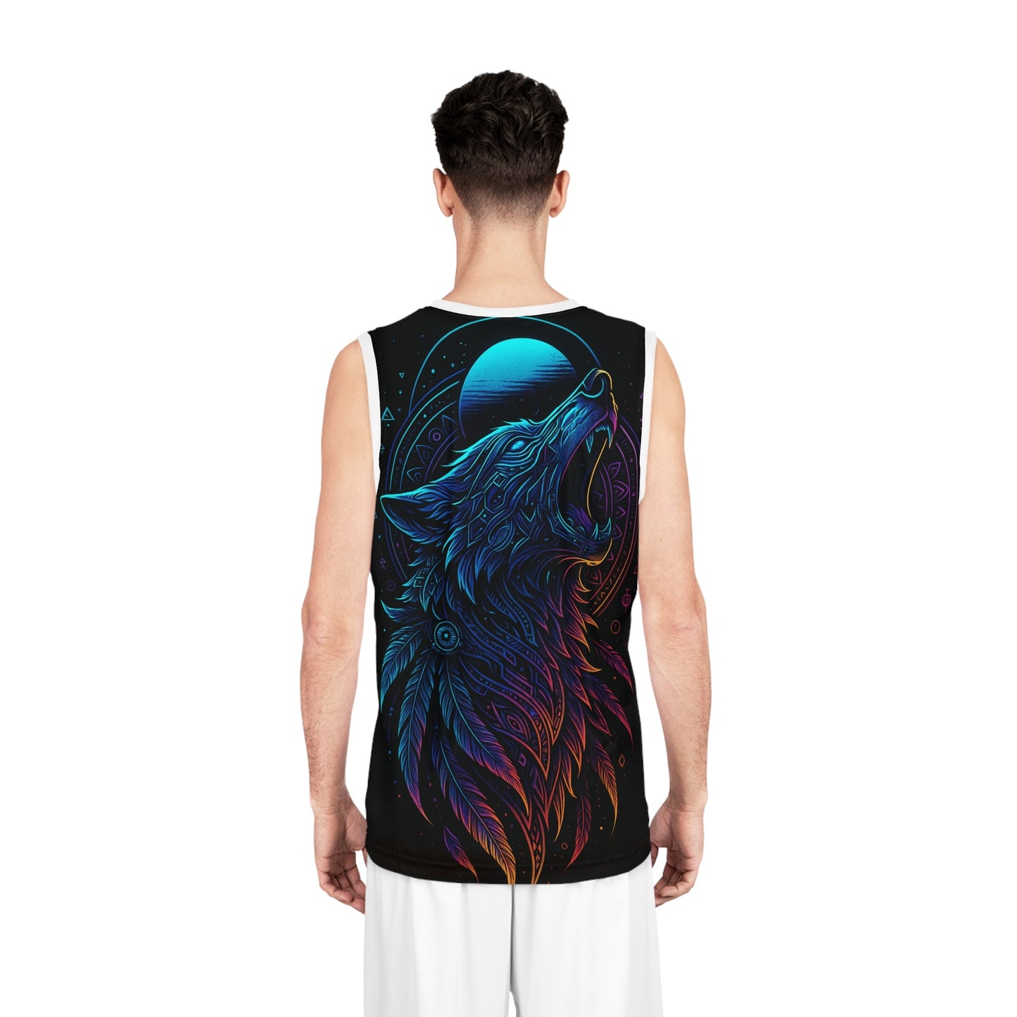 Wolf Howling Basketball Jersey, AOP Sportswear, Unique Athletic Wear, Gift for Wolves Lovers, Cool Hoodie Alternative Printify