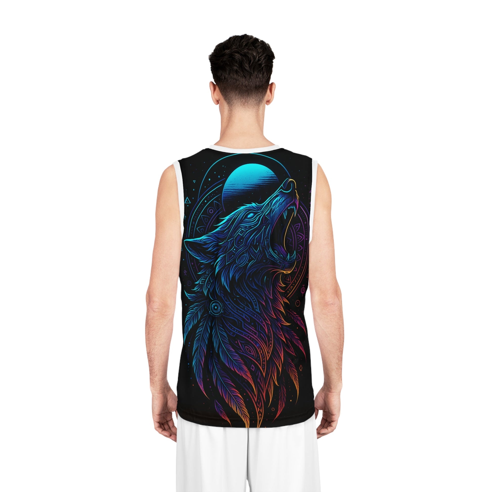 Wolf Howling Basketball Jersey, AOP Sportswear, Unique Athletic Wear, Gift for Wolves Lovers, Cool Hoodie Alternative Printify