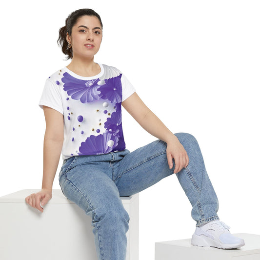 Elegant Floral Women's Short Sleeve Shirt, Floral Tee, AOP Shirt, Casual Top, Spring Fashion, Gift for Her Printify