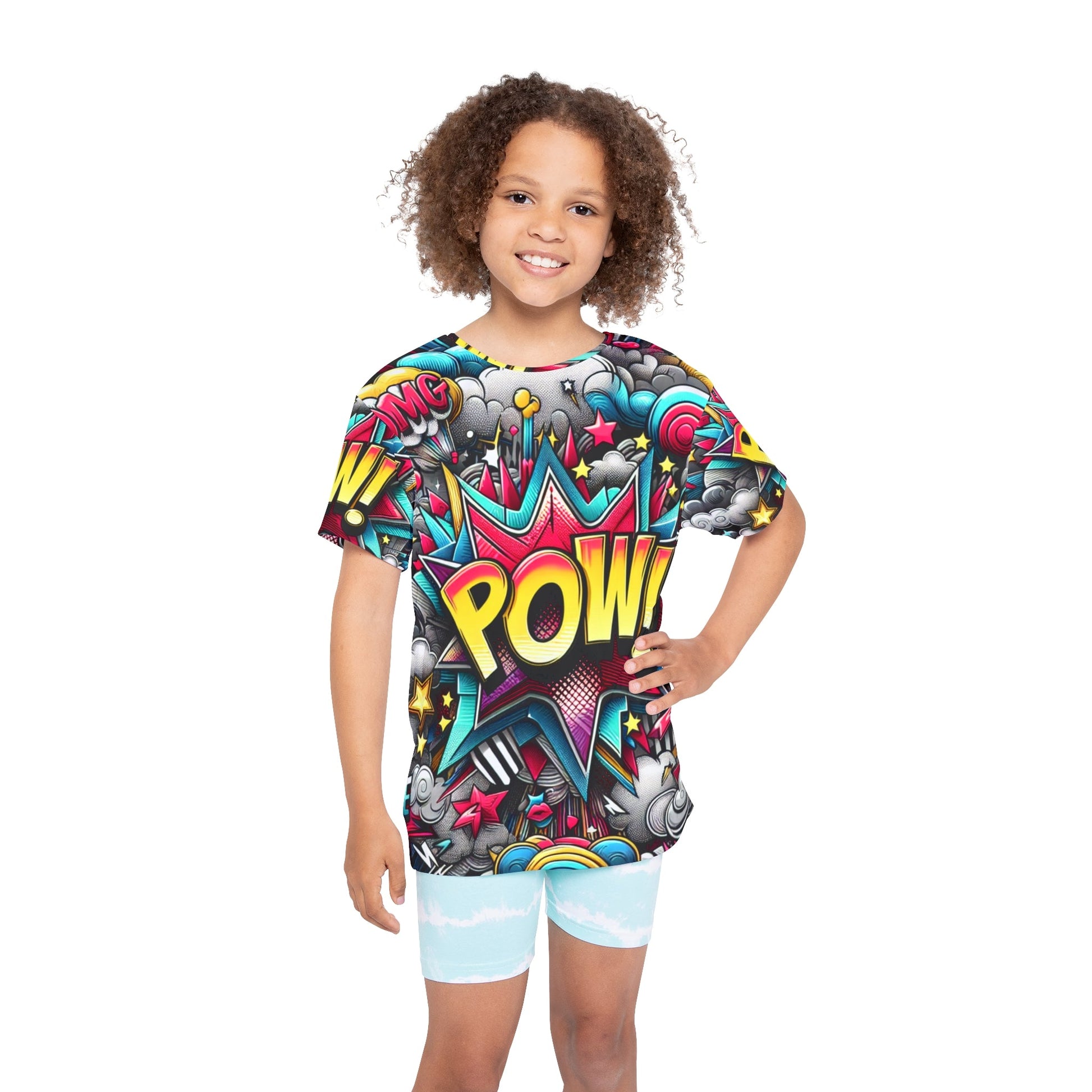 Colorful Kids Sports Jersey with POW Design - Perfect for Active Play, Birthday Gifts, Sports Events, and Everyday Fun Printify