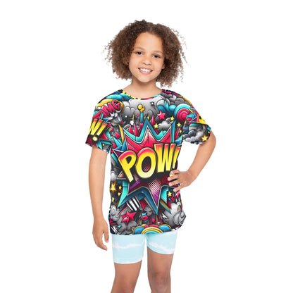 Colorful Kids Sports Jersey with POW Design - Perfect for Active Play, Birthday Gifts, Sports Events, and Everyday Fun Printify
