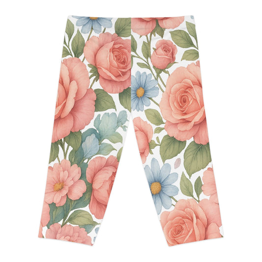 Floral Print Capri Leggings, Women's Floral Leggings, Summer Leggings, Fitness Wear, Yoga Pants, Comfortable Casual Wear - M/S TMC India