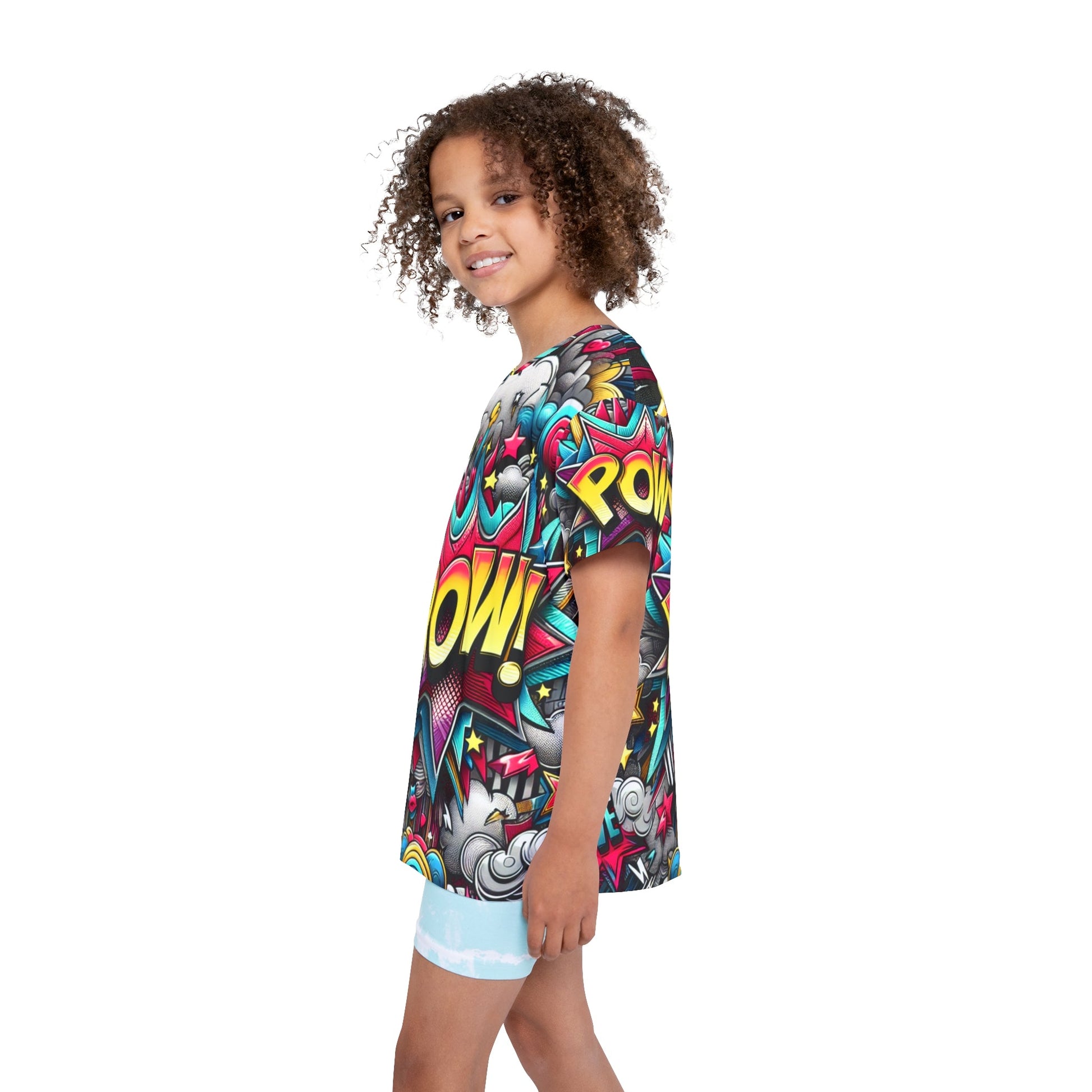 Colorful Kids Sports Jersey with POW Design - Perfect for Active Play, Birthday Gifts, Sports Events, and Everyday Fun Printify