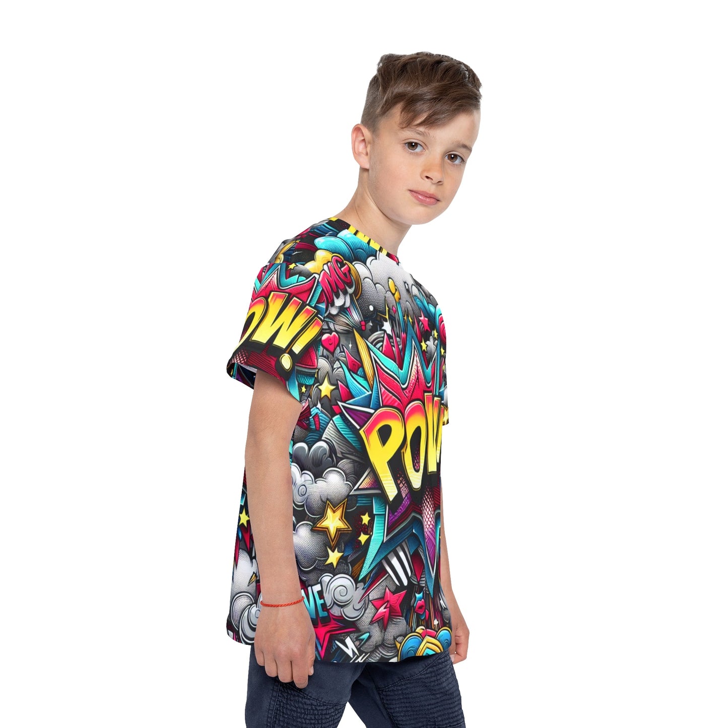Colorful Kids Sports Jersey with POW Design - Perfect for Active Play, Birthday Gifts, Sports Events, and Everyday Fun Printify