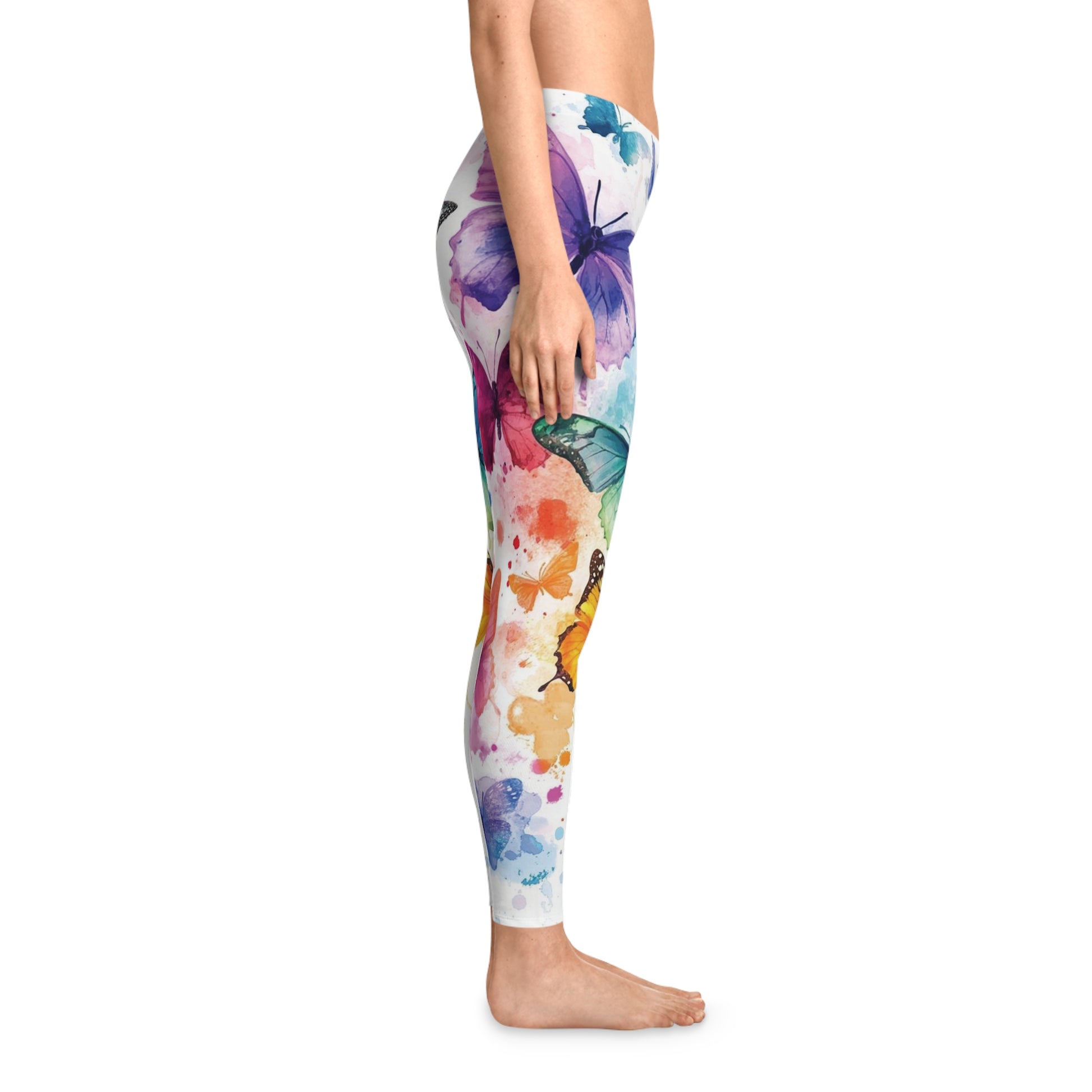 Colorful Butterfly Stretchy Leggings, Yoga Pants, Festival Wear, Gift for Her, Activewear, Summer Apparel, Comfortable Leggings - M/S TMC India