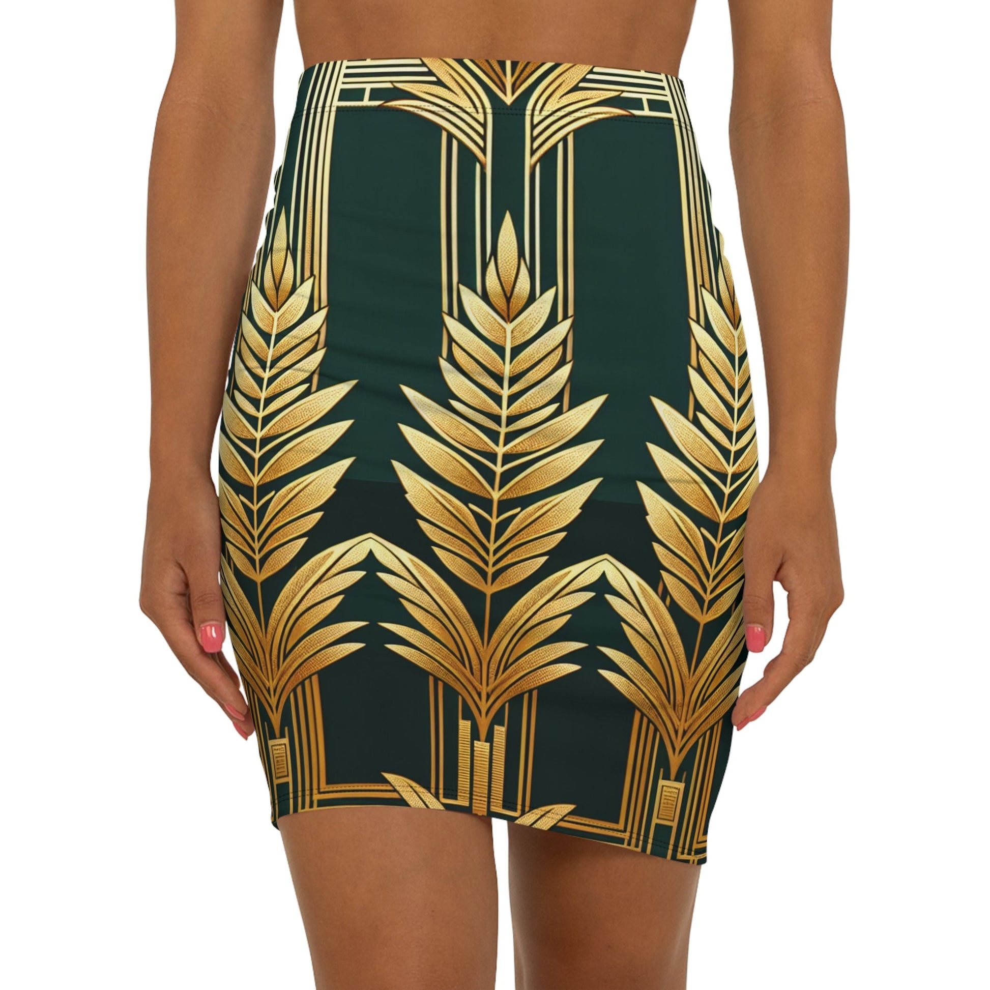 Art Deco Women's Mid-Waist Pencil Skirt, Vintage Style Skirt, Chic Officewear, Elegant Evening Outfit, Trendy Party Dress Printify