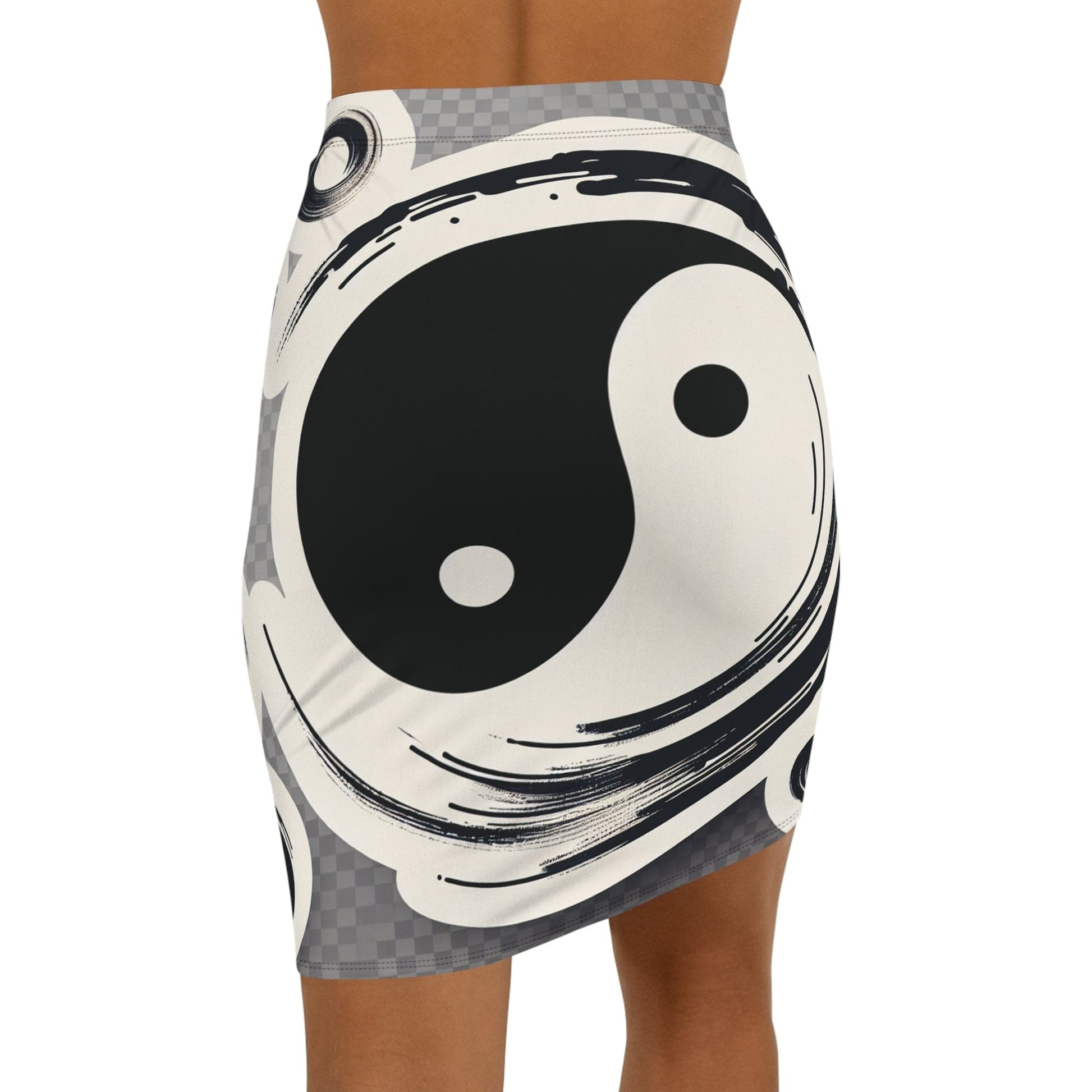 Yin Yang Mid-Waist Pencil Skirt, Stylish Office Wear, Feminine Casual Skirt, Unique Gift for Her, Versatile Fashion - M/S TMC India