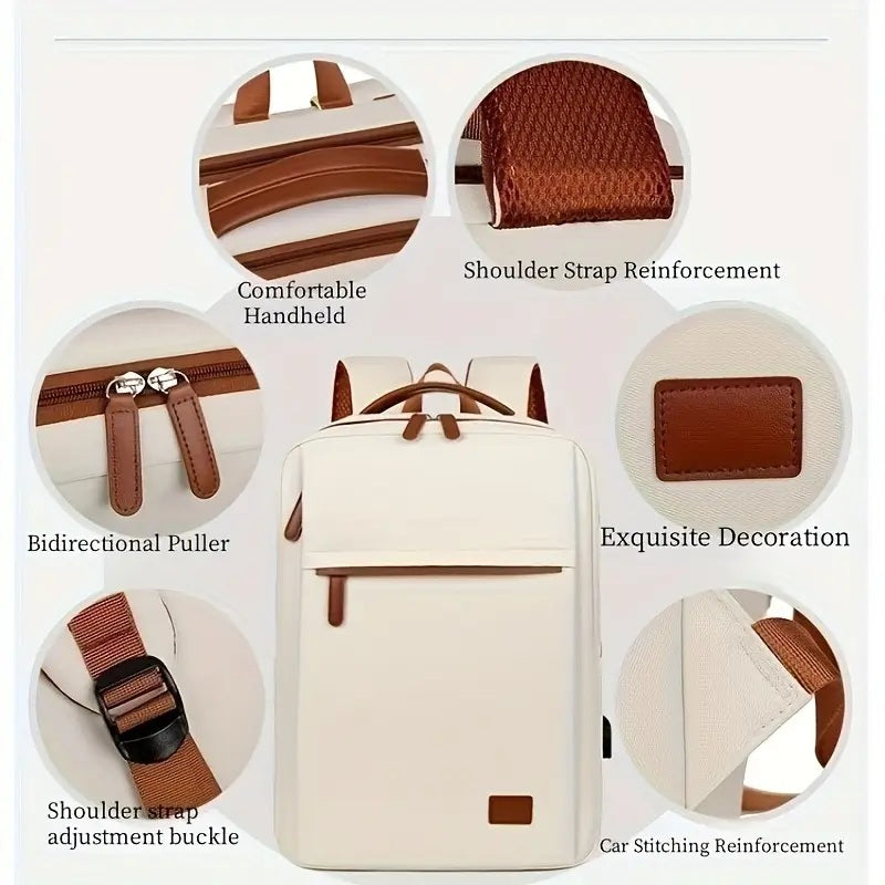 Backpack Oxford Cloth Business Computer Bag With Large Capacity, Strong And Wearable Student School Bag, Solid Color And Versatile Travel Backpack CJ