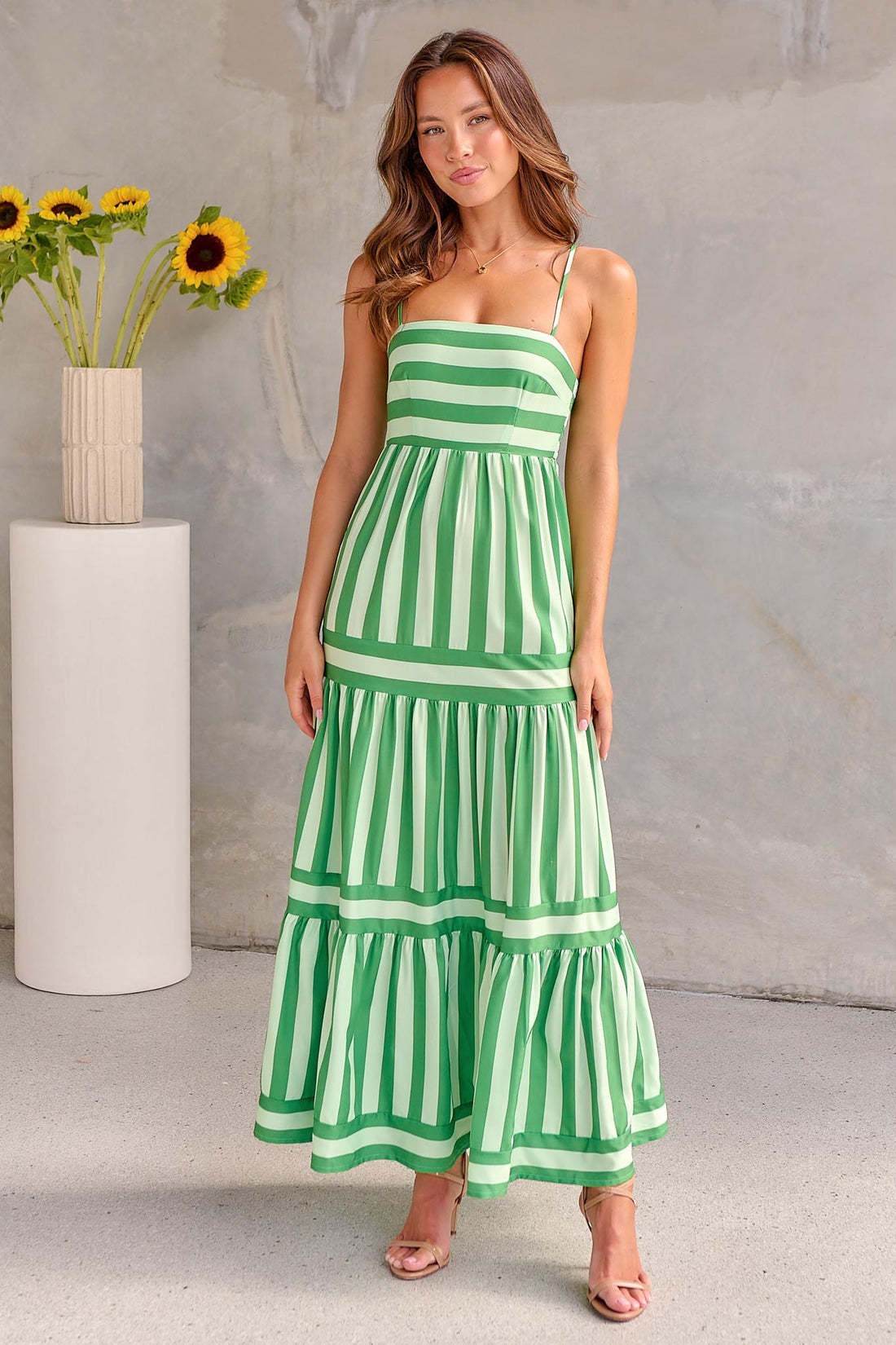 Summer Striped Printed Suspender Long Dress With Pockets Fashion Square Neck Backless Dresses For Beach Vacation Women Clothing - M/S TMC India