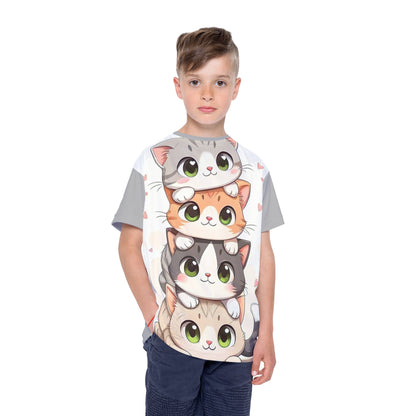 Cute Cat Kids Sports Jersey – Playful Animal Lover Athletic Shirt Printify