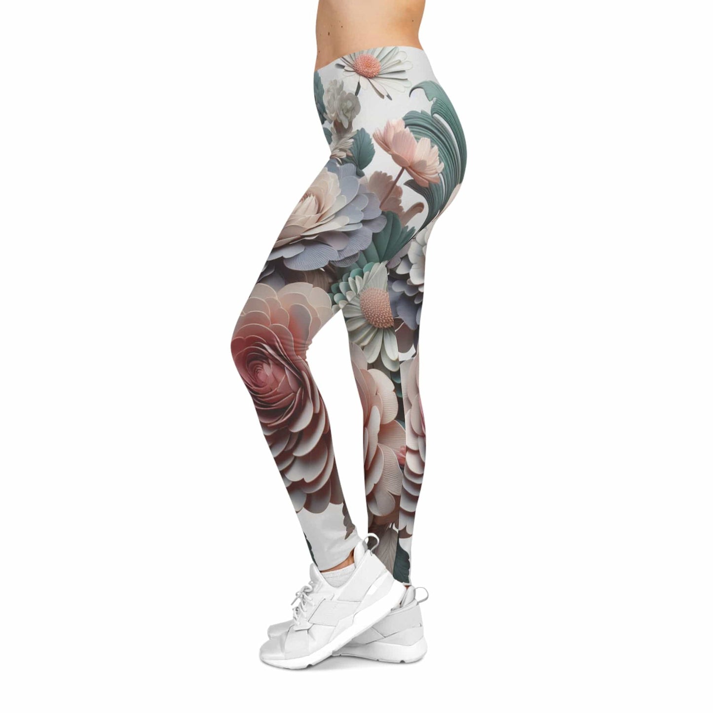 Floral Print Women's Casual Leggings, Stretchy Activewear, Comfortable Everyday Leggings, Yoga Pants, Spring Fashion - M/S TMC India
