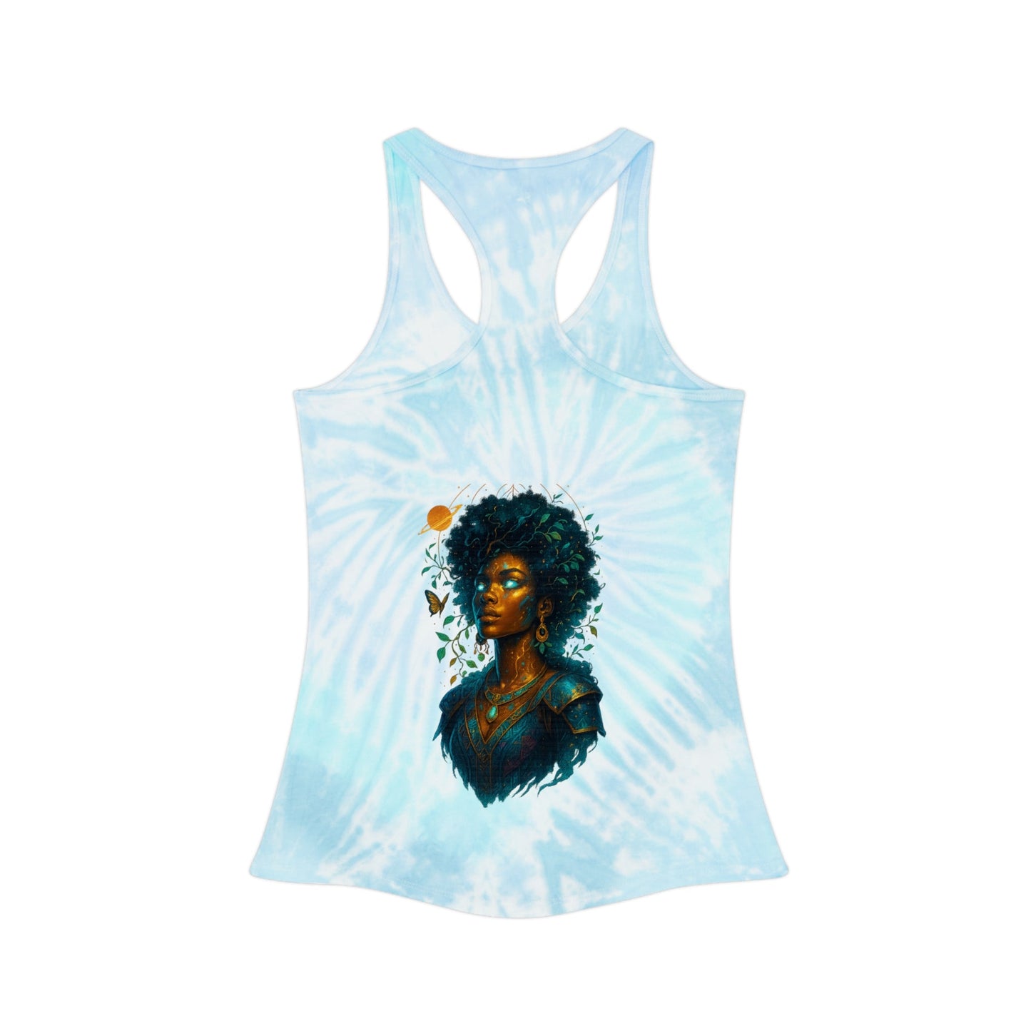 Bohemian Tie Dye Racerback Tank Top, Summer Beachwear, Women’s Casual Top, Eco-Friendly Fashion, Festival Attire, Yoga Tank Printify