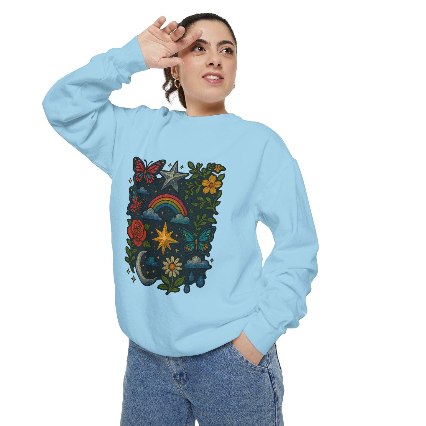 Boho Floral Sweatshirt, Vintage Style, Cozy Layer, Nature Lover Gift, Perfect for Spring and Fall - M/S TMC India