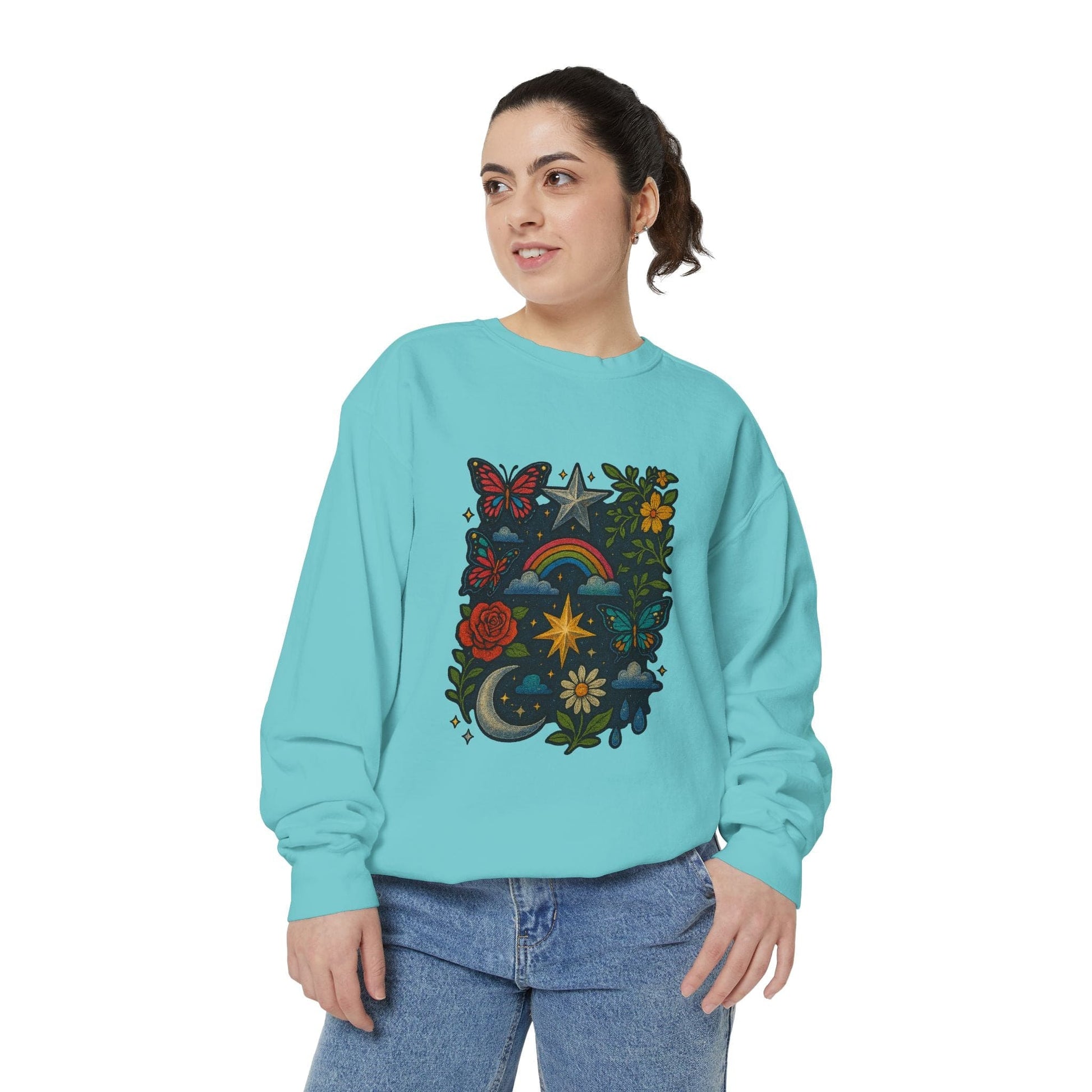 Boho Floral Sweatshirt, Vintage Style, Cozy Layer, Nature Lover Gift, Perfect for Spring and Fall - M/S TMC India