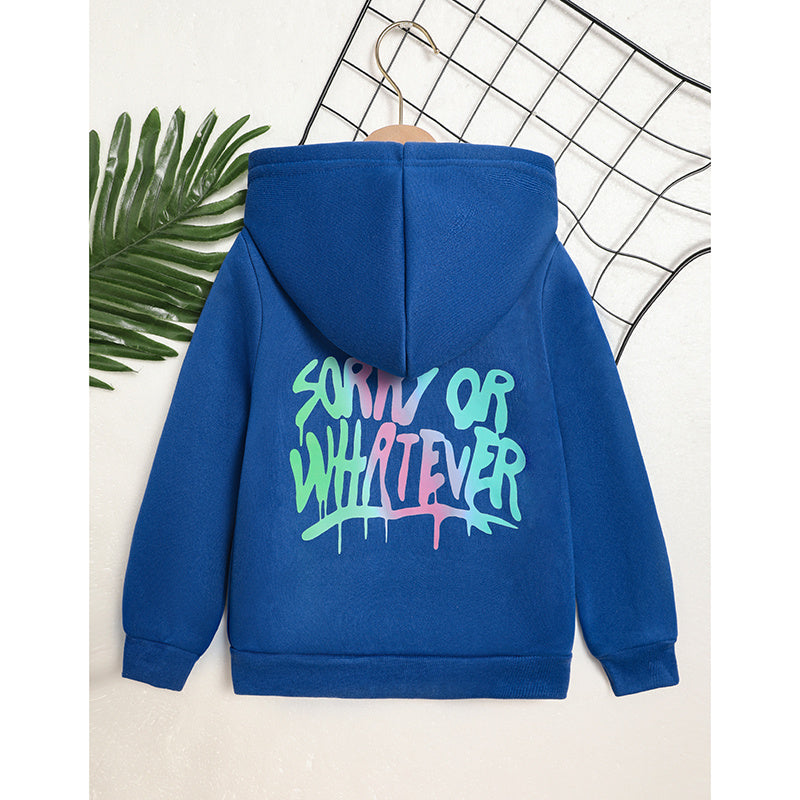 Toddler Girl Zip Up Hoodie Jacket Sorry Or Whatever Letter Print Long Sleeve Sweatshirt Kids Hooded Jacket - M/S TMC India