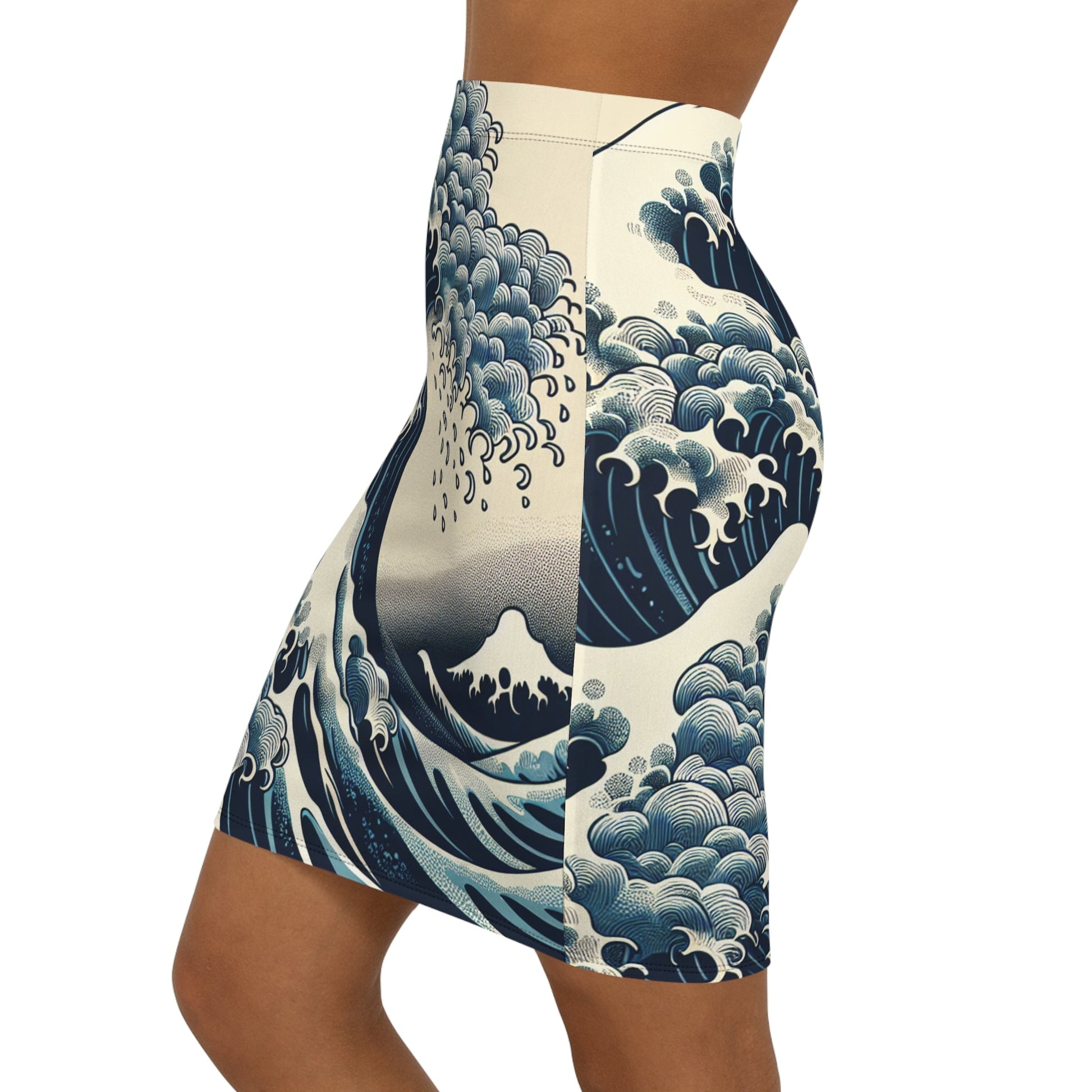 Wave-Inspired Women's Pencil Skirt, Stylish Office Skirt, AOP Fashion Skirt, Summer Outfit, Trendy Workwear Printify