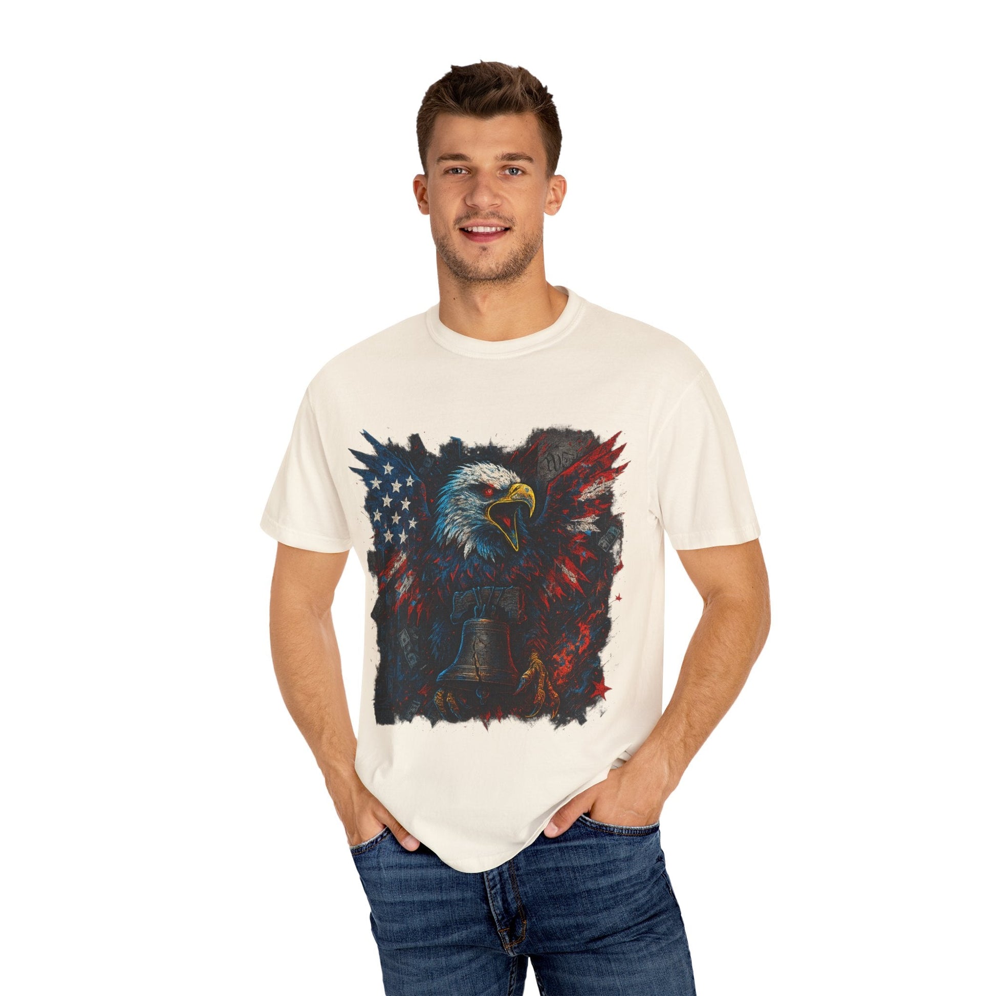 Patriotic Eagle T-Shirt | Unisex Garment-Dyed Tee for Independence Day, Memorial Day, Veteran Gifts, Casual Wear, USA Pride Printify