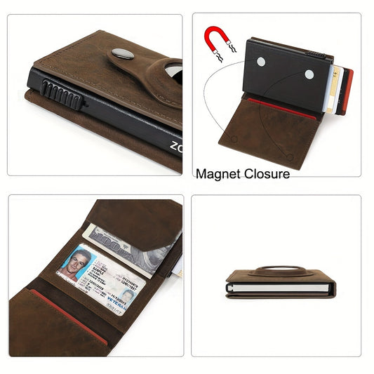 Men's Wallet With Airtag Card Slot, RFID Anti-theft Credit Card Smart Pop-up Tri-fold Wallet - M/S TMC India