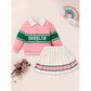 Toddler Girls 2 Piece Outfit Colorblock Letter Graphic Print Sweatshirt And Pleated Skirt Set CJ