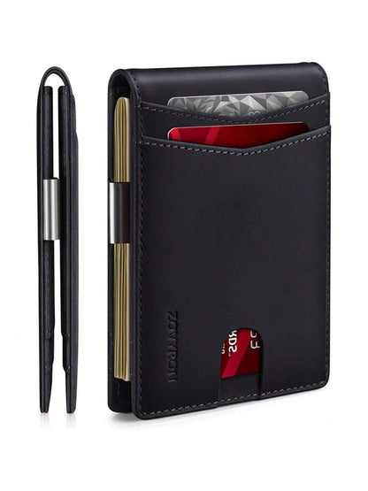 Wallet For Men Slim Bifold Leather Wallet With Money Clip RFID Blocking Minimalist Card Holder Front Pocket Mens Wallet - M/S TMC India