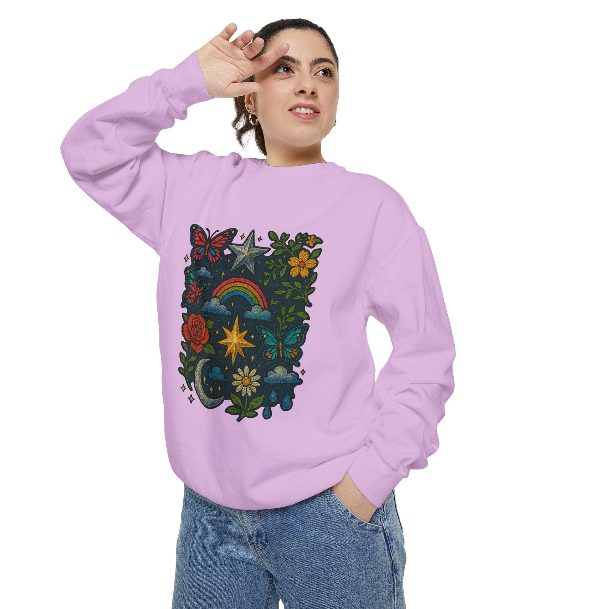 Boho Floral Sweatshirt, Vintage Style, Cozy Layer, Nature Lover Gift, Perfect for Spring and Fall - M/S TMC India