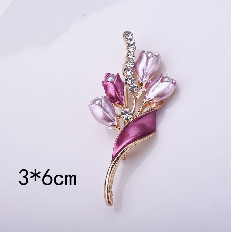 Gorgeous Tulip Flower Brooch, Rustic Style, Small Bouquet, Exquisite Brooch, High-end Feel, Anti Glare Collar Pin Brooch, Clothing Accessories - M/S TMC India