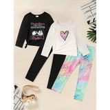 Kid's 'Grandma And Granddaughter' Letter & Heart Print Long Sleeve Top & Pants Set, 2 Sets Comfy Loungewear Outfit CJ