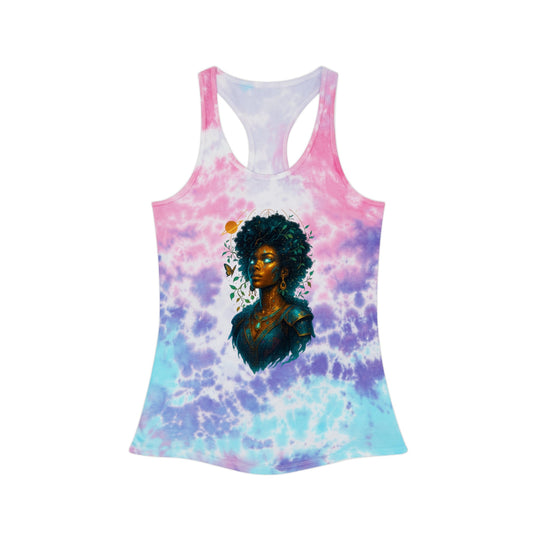 Bohemian Tie Dye Racerback Tank Top, Summer Beachwear, Women’s Casual Top, Eco-Friendly Fashion, Festival Attire, Yoga Tank Printify