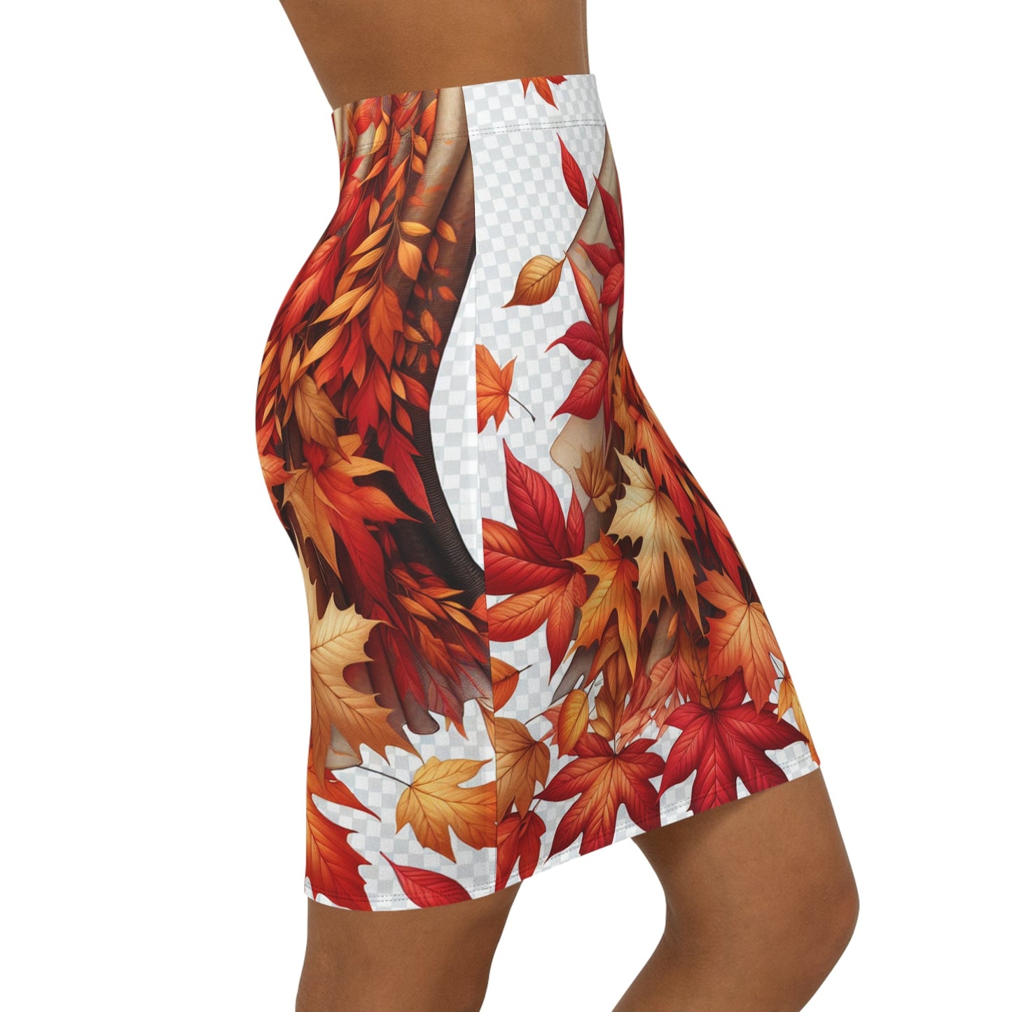 Autumn Leaves Women's Pencil Skirt, Fall Fashion Midi Skirt, Thankgiving Outfit, Seasonal Skirt, Leaf Print Skirt Printify