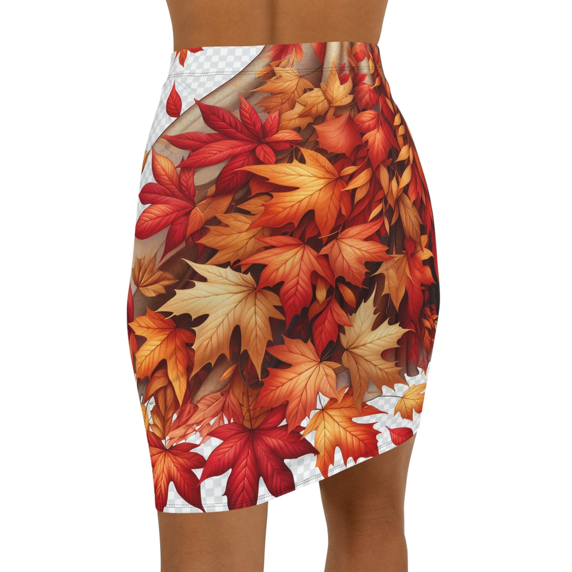 Autumn Leaves Women's Pencil Skirt, Fall Fashion Midi Skirt, Thankgiving Outfit, Seasonal Skirt, Leaf Print Skirt Printify